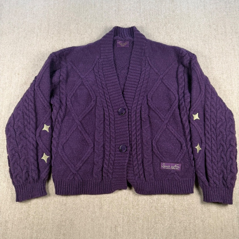 Taylor Swift Cardigan Women XL/2XL Purple Speak Now Taylors Version Star Knit